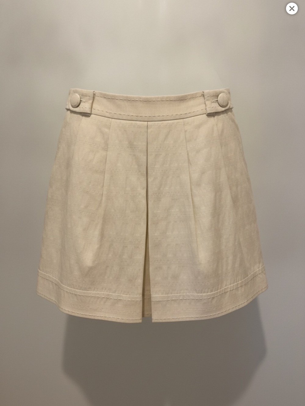 Nanette Lepore Cream Pleated Skirt with Button Waist